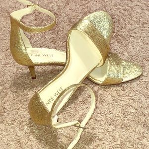 Gold Kitten Heel Shoes